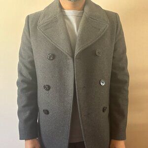 Club Monaco Double-breasted Wool Winter Pea Coat - Charcoal - Medium